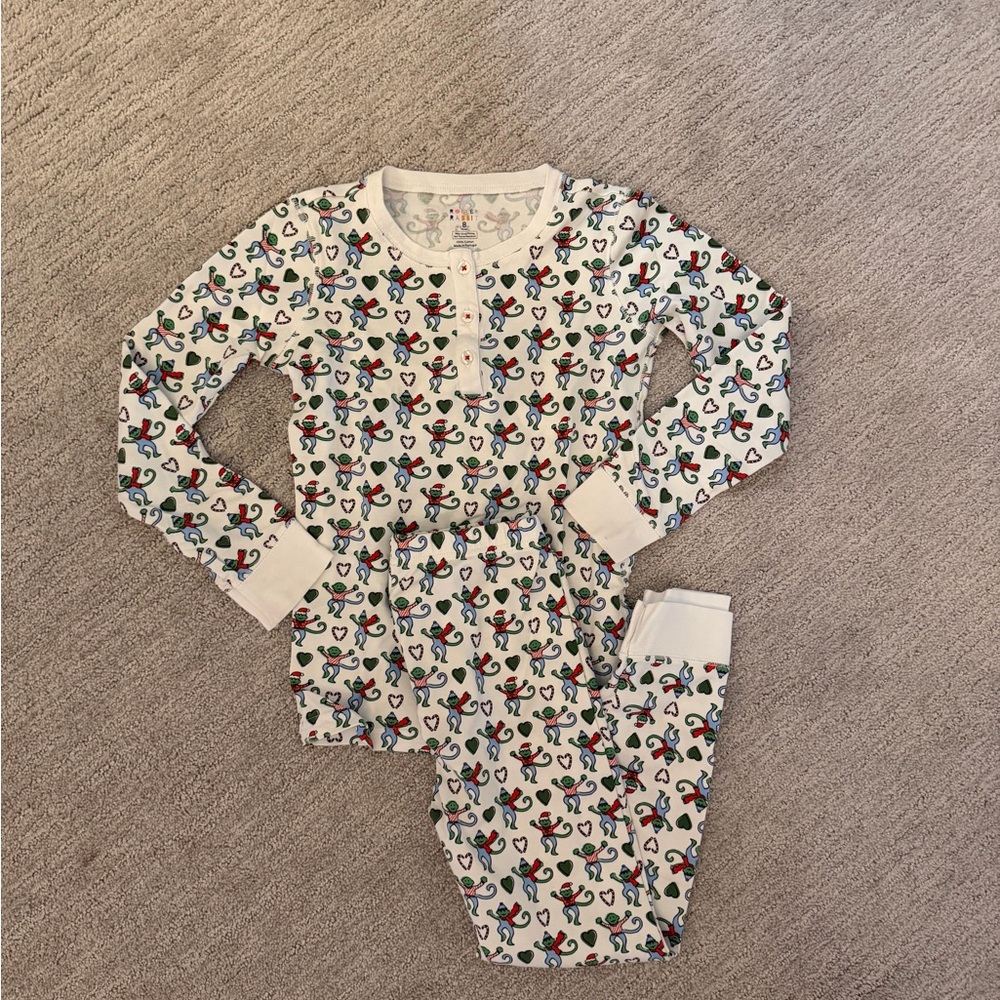 Roller Rabbit White Pajama Set with Colorful Print